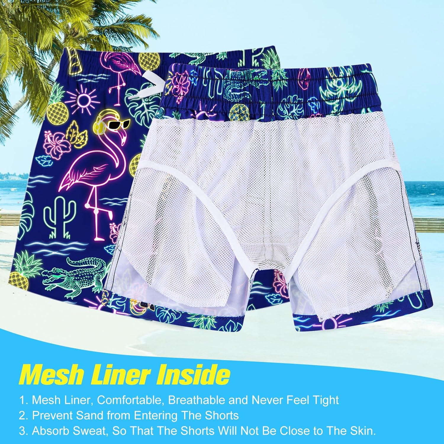 uideazone Boys Swim Trunks 3D Funny Print Surfing Board Shorts Quick Dry UPF 50+ Swimsuit Beachwear with Mesh Lining 2-12T - Image 4