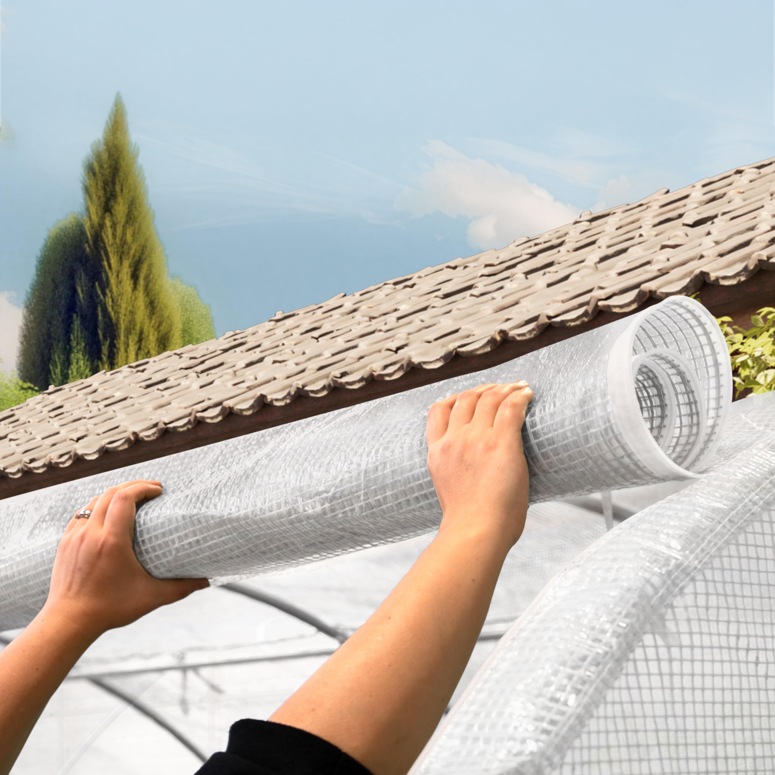 TOOLPORT Serra a tunnel addossata 2x3 m in PE 180 g/m² stabilizzato UV con struttura in acciaio zincato, serra per pomodori con finestre laterali