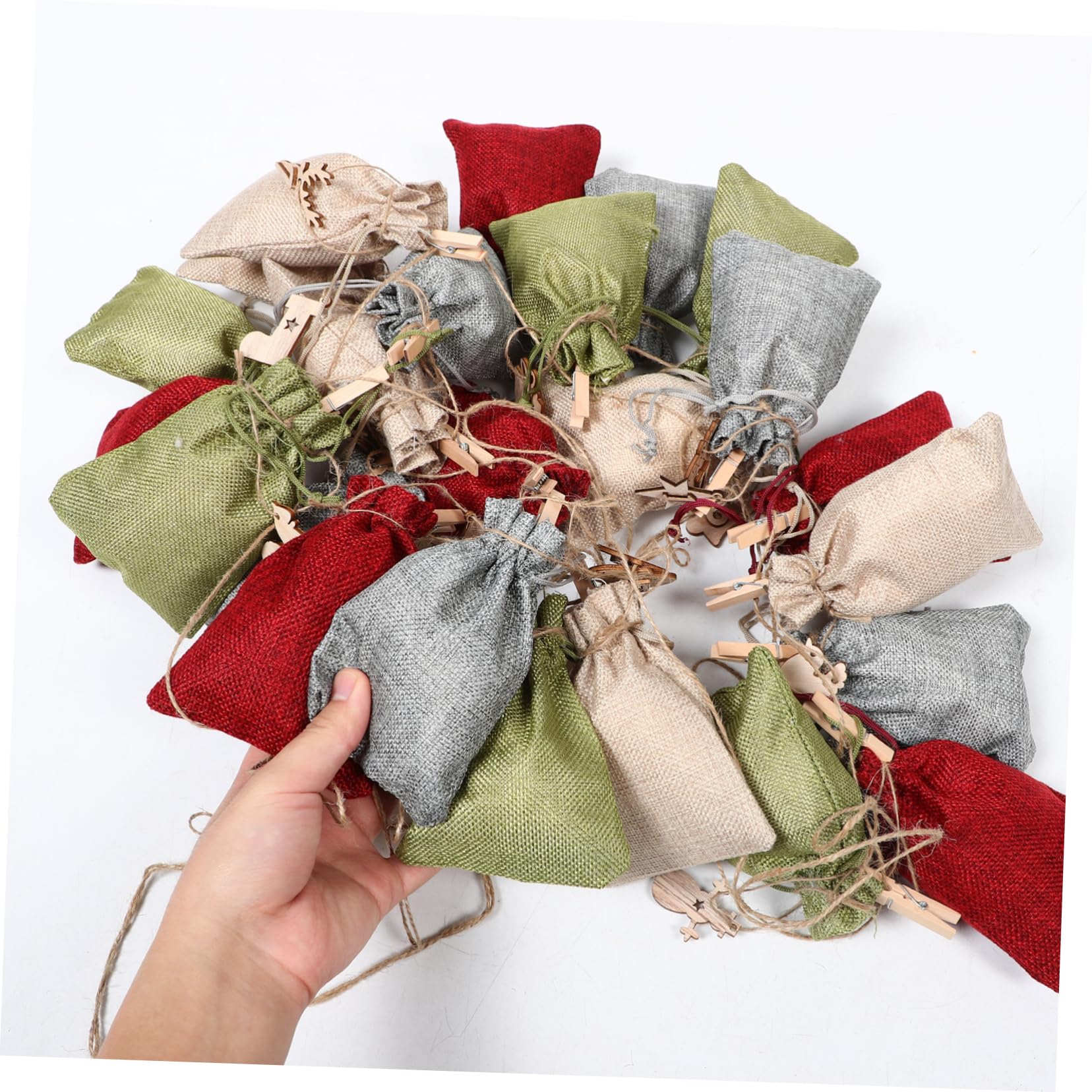Adventskalender Säckchen mit Kordelzug Geschenktüten für Weihnachtsgeschenkbehälter Aufbewahrungstüten für Geschenke