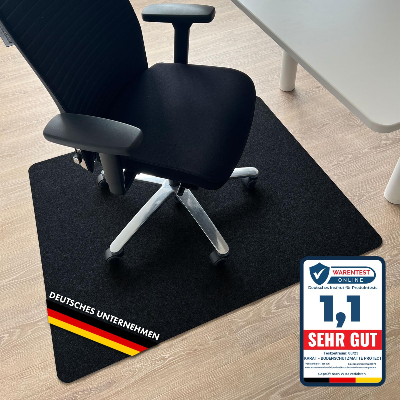 Karat Black Floor Protection Chair Mat 100 X 120 Cm, Non-Slip Office Chair Underlay, Floor Protection, Underlay Mat, Protective Mat For Laminate, Parquet, Hard Floors