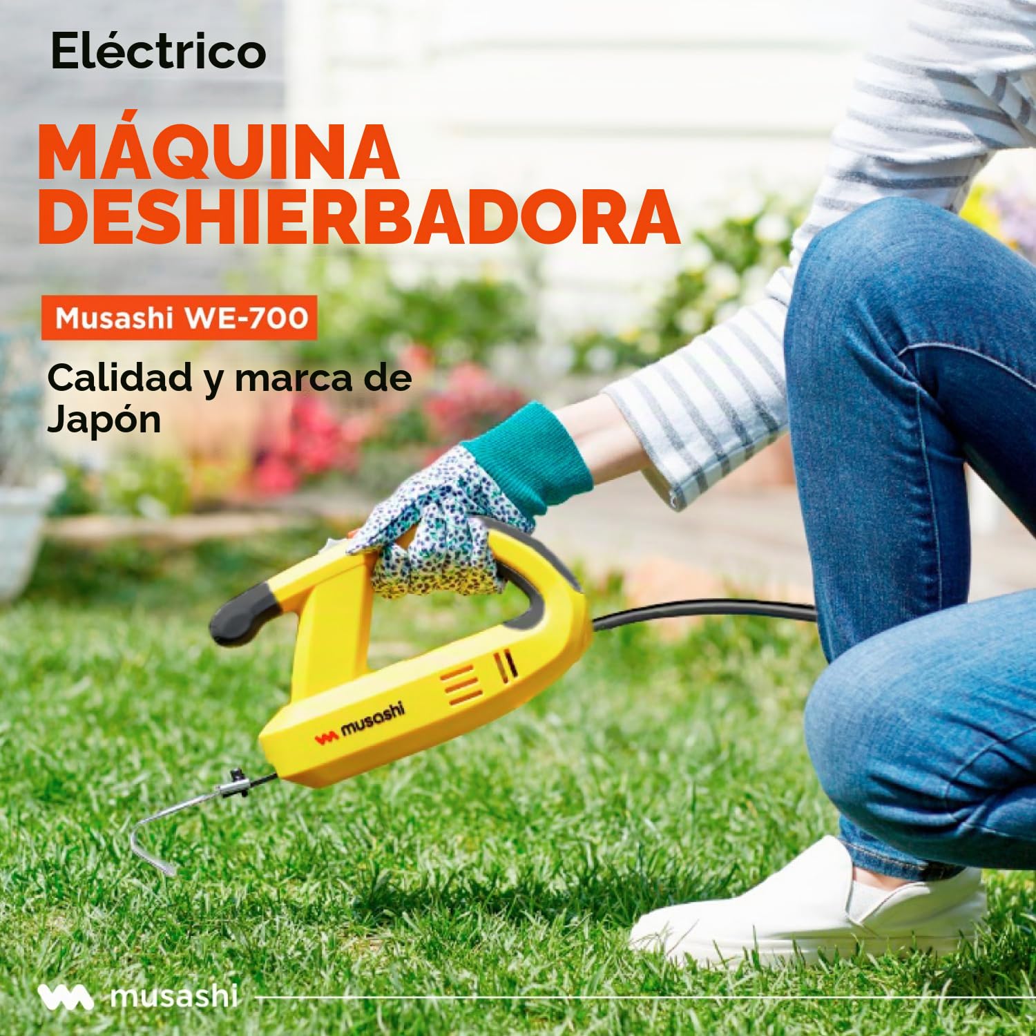 Musashi Azada para el Huerto Vibración WE-700EU / 750EU, Herramienta para Escardar, Quitar Malas Hierbas, Aflojar y Desherbar la Tierra, Mantenimiento de Césped y Caminos (Electro)