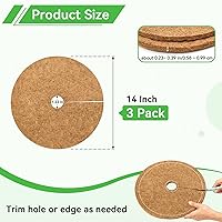Vista 3 de ZeeDix Paquete de 3 anillos de mantillo de fibra de coco, anillo de coco de 14 pulgadas, tapete de mantillo de árbol de coco 100% natural, protector