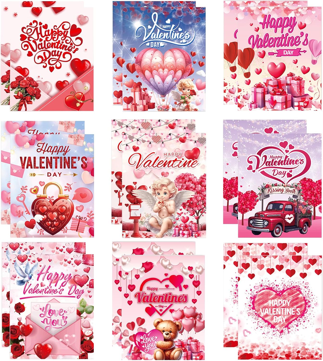 18 Pieces Happy Valentine's Day Wine Bottle Labels Stickers,Love Heart Cupid Balloon Flower Waterproof Wine Bottle Labels Valentine's Day Wine Decorations Party Supplies