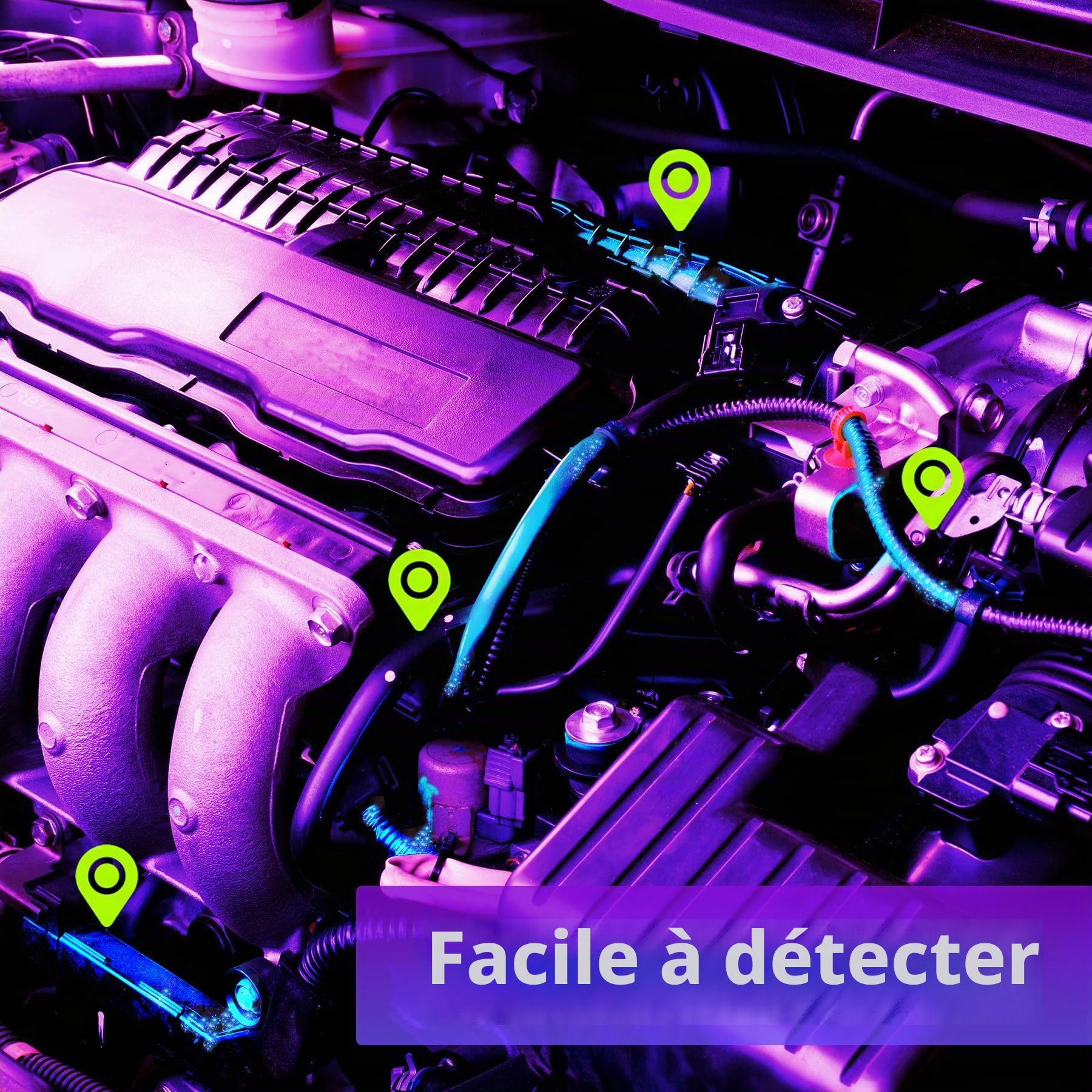 COSOOS Outil de détecteur de fuite de climatisation, Kit détecteur de fuite AC, Lumière UV pour détection de fuite de colorant UV AC, Détecteur de fuite de colorant d'huile avec lunettes de protection