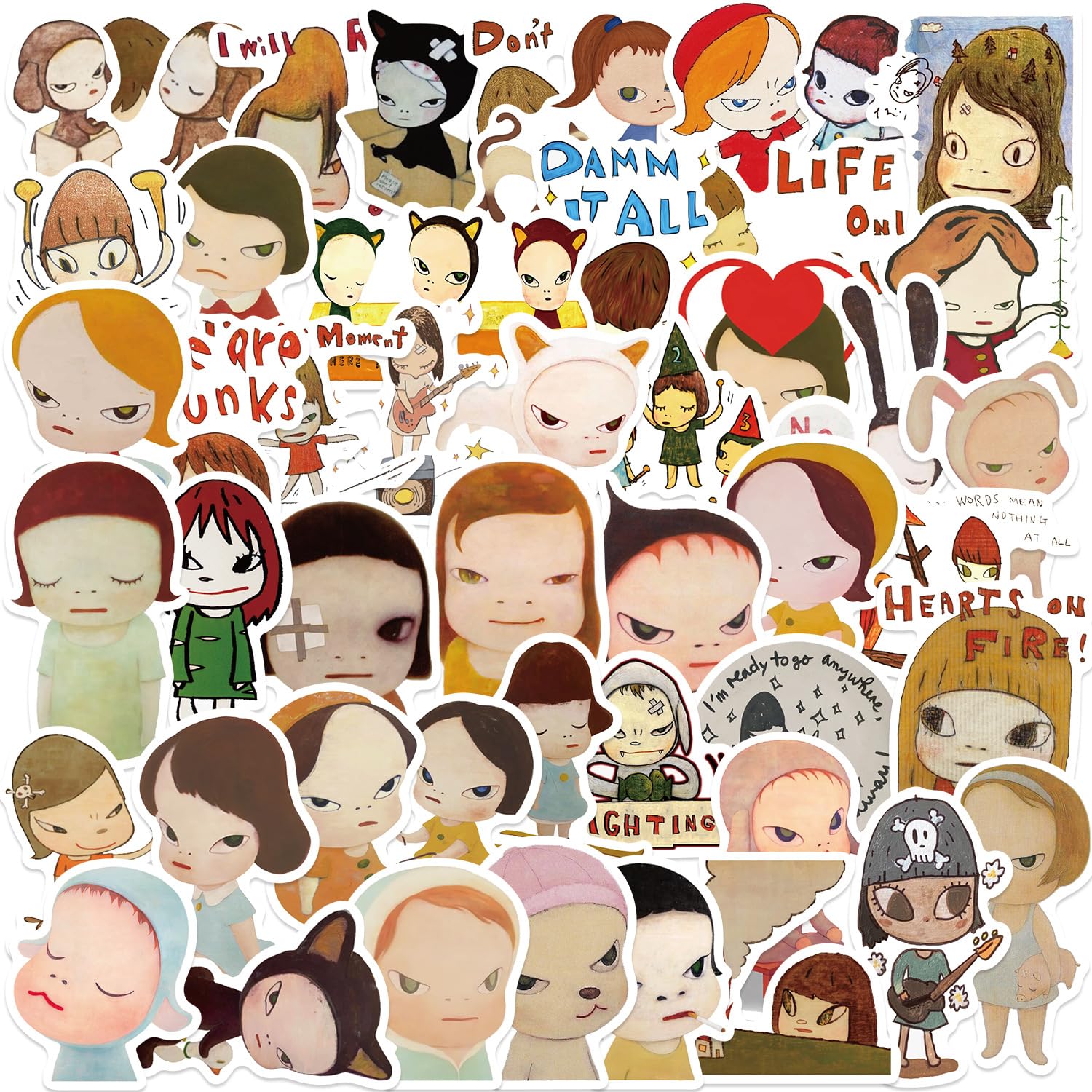 Yoshitomo Nara Sticker Cute Nara Graffiti Decal Yoshitomo Figure Stickers for Tablet Cup Skateboard Bike Helmet Decoration 50pcs