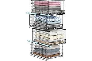 4-Tier Metal Fabric Drawer Organizer Rack for Pants Jeans Clothing & More