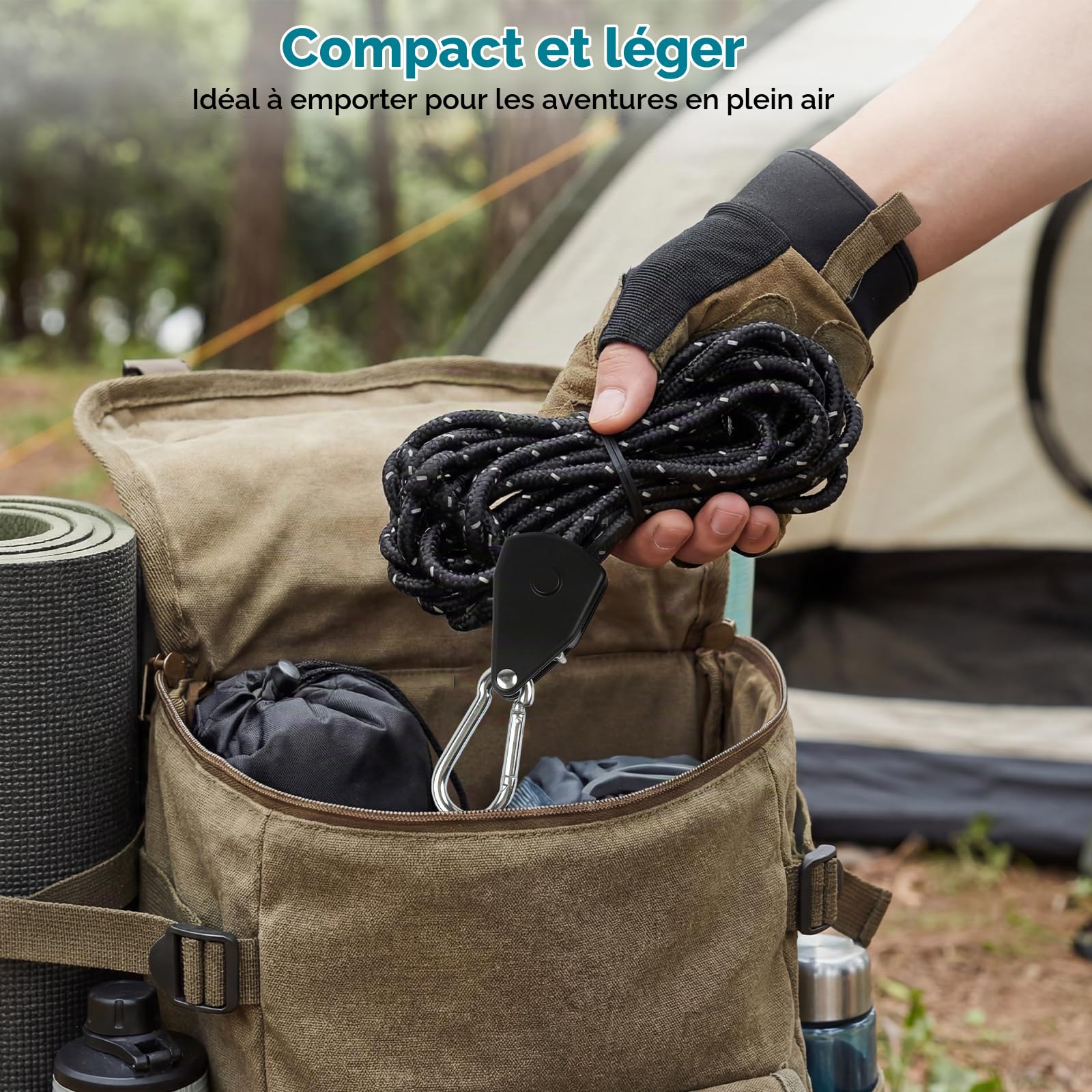 8 pièces Cordes haubanage réfléchissantes 4 m avec tendeur – Corde Tente Ø4 mm avec système à cliquet, Cordage de Tension pour Tente, auvent, Store, tempête