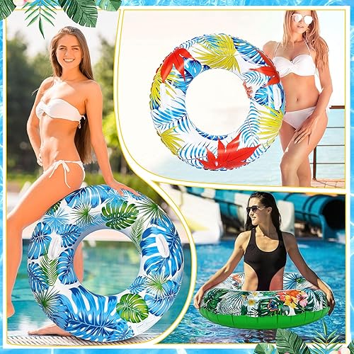 Miniatura 5 de Libima 4 flotadores inflables de piscina, flotadores de piscina, anillos de piscina, tubos de piscina, dona, fruta, hawaiano, neumáticos interiores,