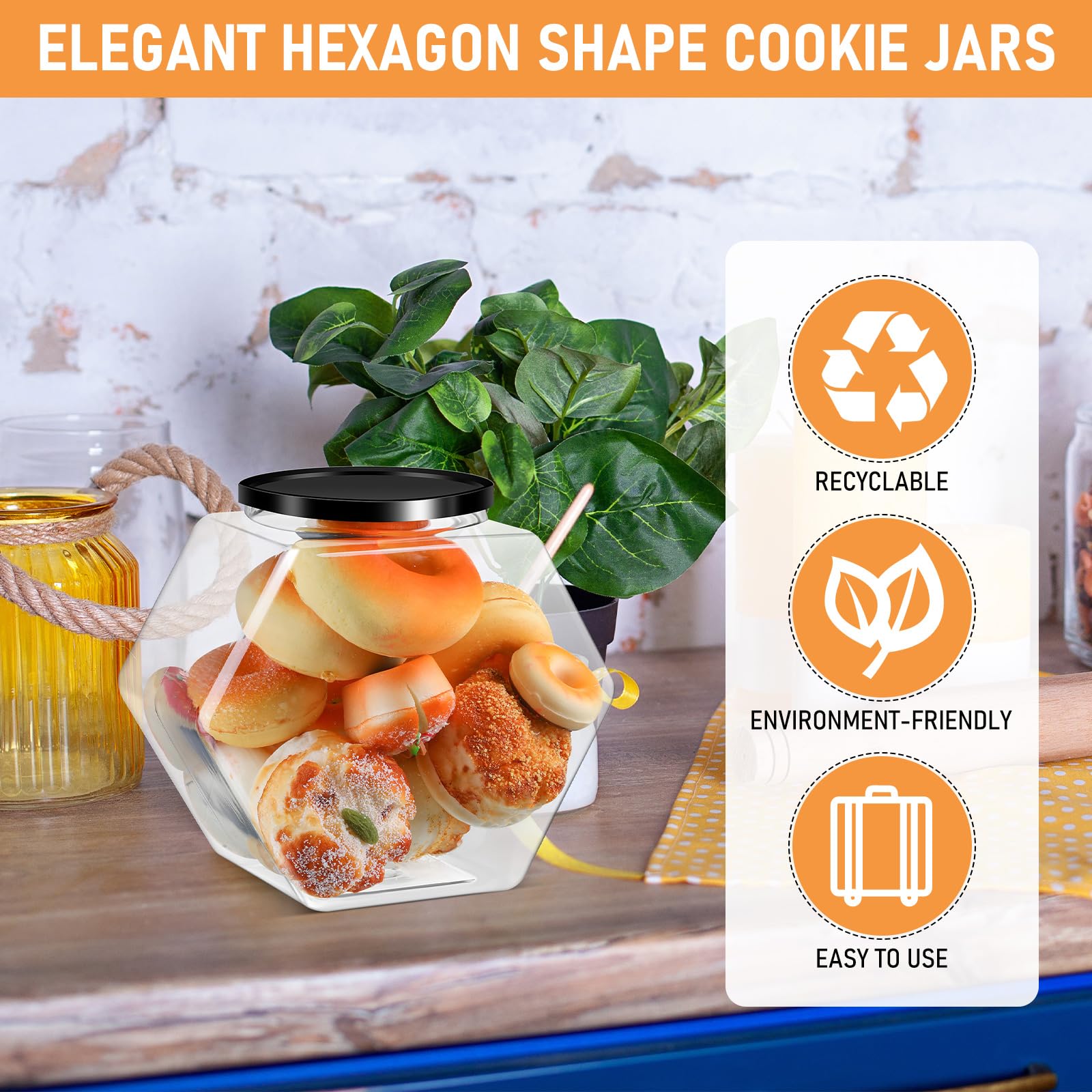 Amazon.com: Uiifan Hexagonal Plastic Fish Bowl Jar with Lid, Clear