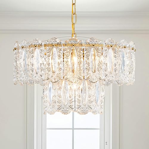 AGV LIGHTING Elegante lámpara de araña de cristal, moderna lámpara colgante vintage para comedor, 18 pulgadas de profundidad x 10 pulgadas de alto,