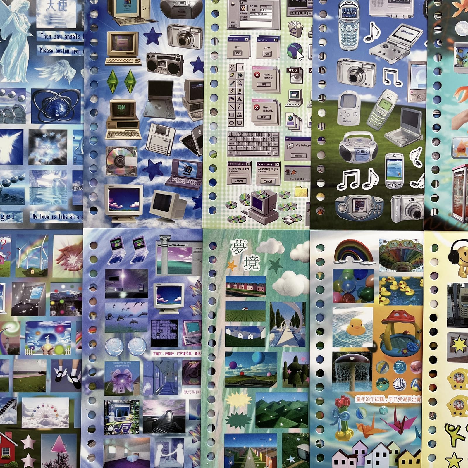Libro de pegatinas japonesas con más de 800 hojas para álbumes de recortes, 30 hojas de tiempo última intervensión Dreamcore pegatinas japonesas para suministros de álbumes de recortes, diario