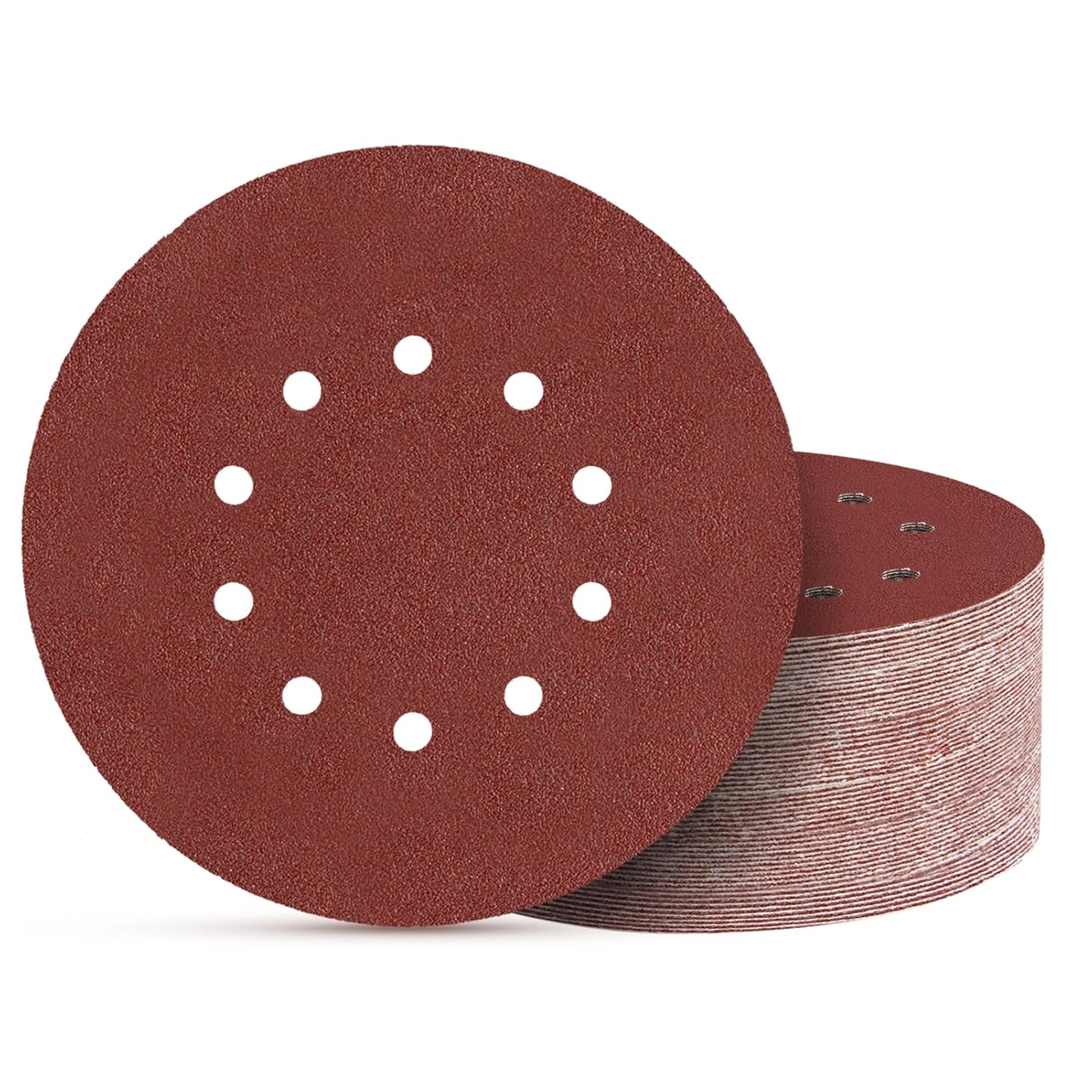 50pcs 9 inch 10 Hole Sanding Discs Set -10 Each of 60 80 120 150 240 Grits, 9" Hook and Loop Adhesive Sandpaper for Drywall Sander 50 9 inch 10 Hole