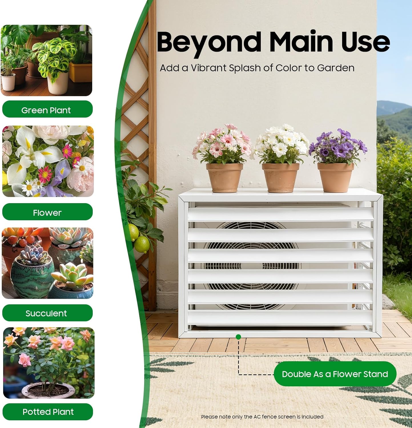 Air Conditioner Fence With Cover, Aluminum Split Ac Cover, Mini Split Condenser Cover, Air Conditioner Fence Panels, FreeStanding Rectangular Aluminum AC Covers, 39.3"X 19.6" X 27.5"In (White)