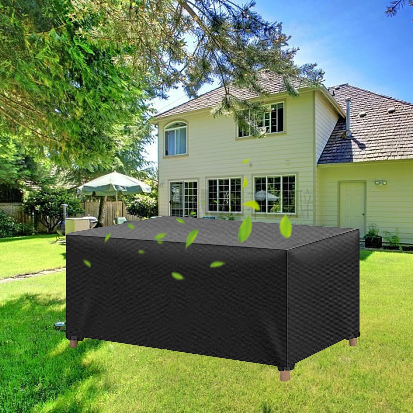 HYFBH Garden Furniture Covers 260x200x60cm/LxWxH Outdoor Patio Furniture Cover Waterproof, Anti-UV, Heavy Duty 420D Oxford Fabric Rattan Furniture Cover for Cube Set