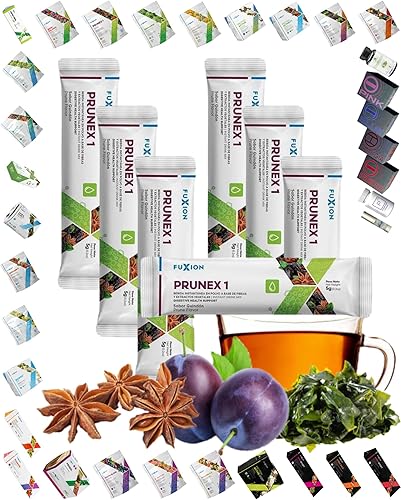 FuXion Prunex - Té instantáneo desintoxicante con fibra para limpieza de colon para aliviar los síntomas del estreñimiento para mejorar el tránsito