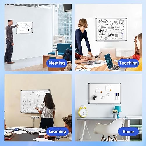 VUSIGN 36" x 24" Magnetic Whiteboard for Wall, Dry Erase Board with Silver Frame, Hanging White Board for Office, Home, Classroom, Conference Room – Accessories Included(Silver,24"W x 18"H)