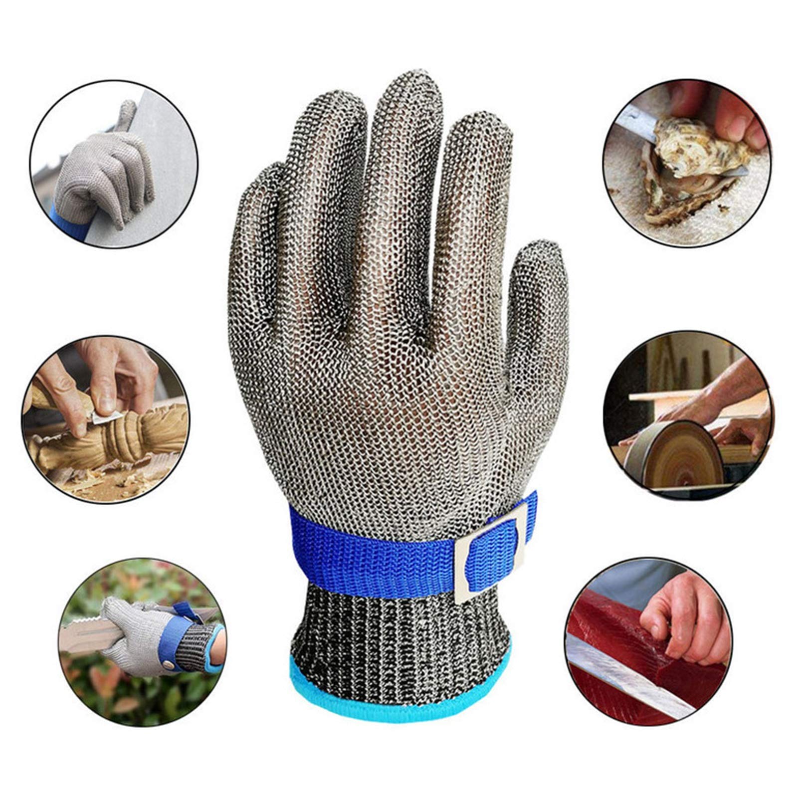Guantes Anticortes, Guantes Resistentes a Cortes, de Alambre de Acero 316, anticortes, para carpintería, mataderos, Pesca y protección de Manos.