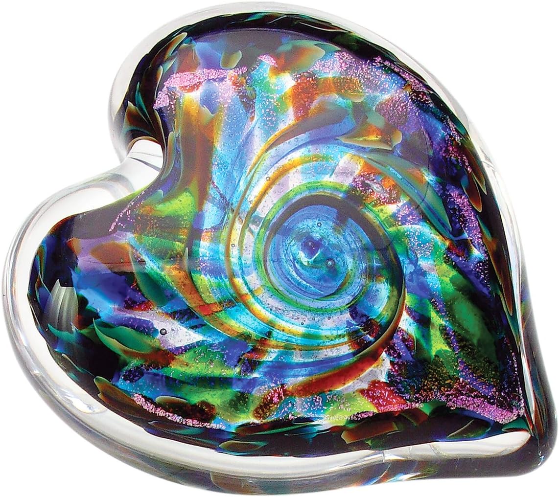 Glass Eye Studio Hand Blown Hearts of Fire Anniversary Glass Paperweight
