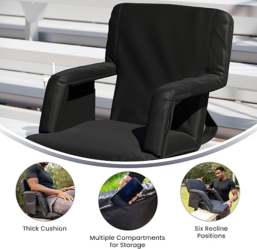 Miniatura 5 de Flash Furniture Malta - Asiento de estadio portátil para gradas o bancos, silla acolchada para estadio con correas para mochila y almacenamiento,