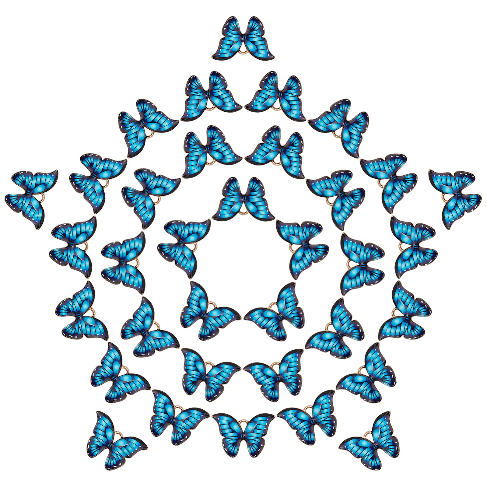 Pendentif papillon émail bleu royal SUNNYCLUE pour création bijoux, lot de 40