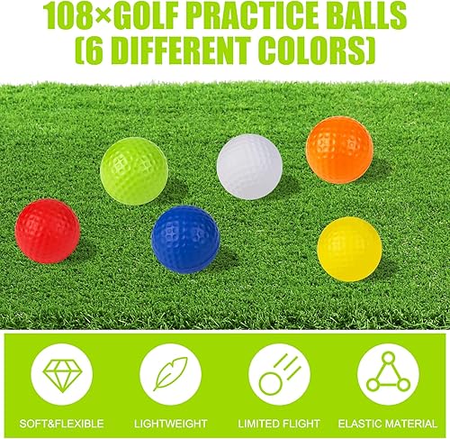 Miniatura 2 de REHALY 108 pelotas de práctica de golf de espuma a granel, pelotas de entrenamiento de vuelo de sensación realista, pelotas de golf de espuma suave