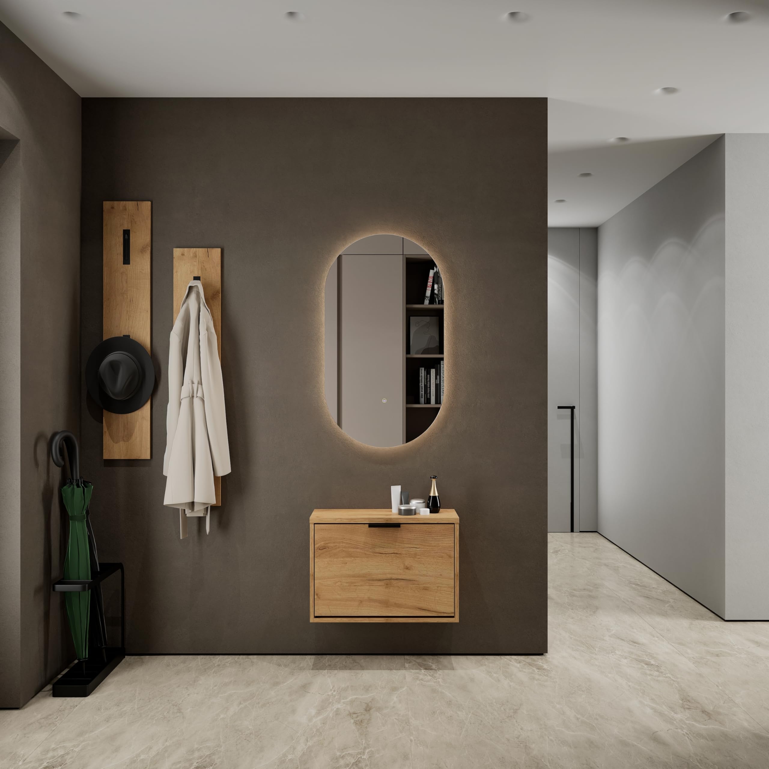 Planetmöbel scarpiera salvaspazio con 1 ante, scarpiera armadio con 2 ripiani, porta scarpe per ingresso, corridoio, guardaroba 60 x 23 x 42,5 cm, rovere dorato