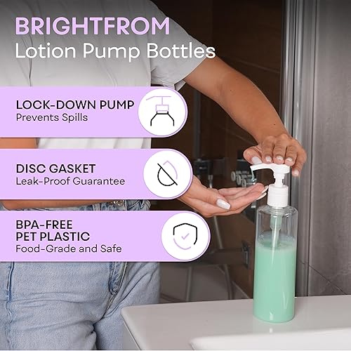 Miniatura 2 de BRIGHTFROM Botellas vacías de bomba de loción de 16 onzas, recipientes recargables sin BPA, PET de plástico, ideal para jabón, champú, lociones,