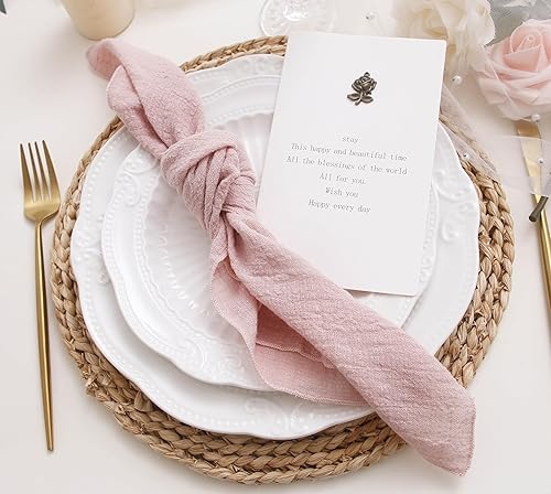 Miniatura 3 de Juego de 10 servilletas de tela para cena, servilletas de gasa 100% algodón suave natural, servilletas de tela lavables de otoño para bodas,