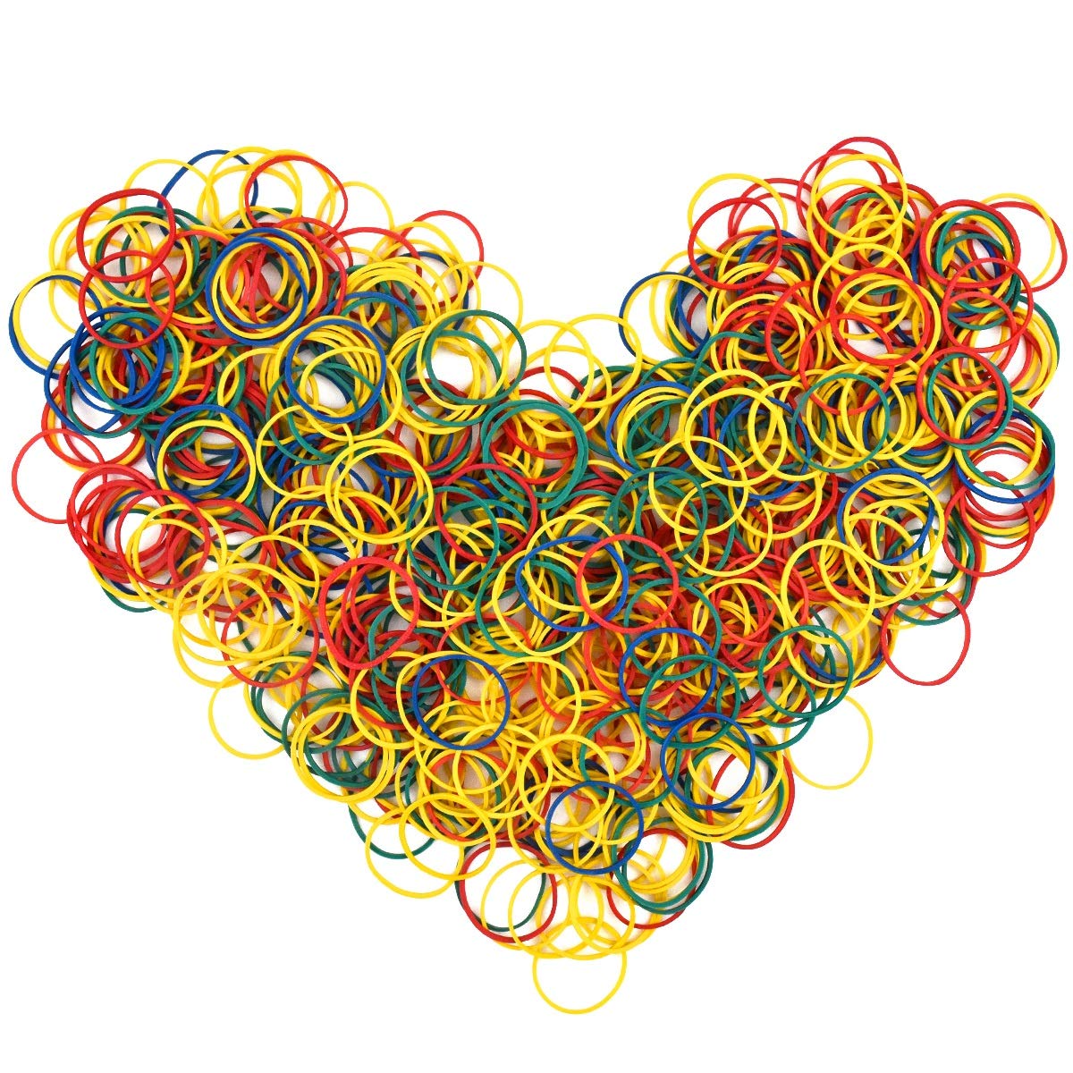 NATUCE 1000 Pieces Assorted Coloured Elastic Rubber Bands - 25mm x 1.4mm (Blue, Yellow, Green, Red), About 200g