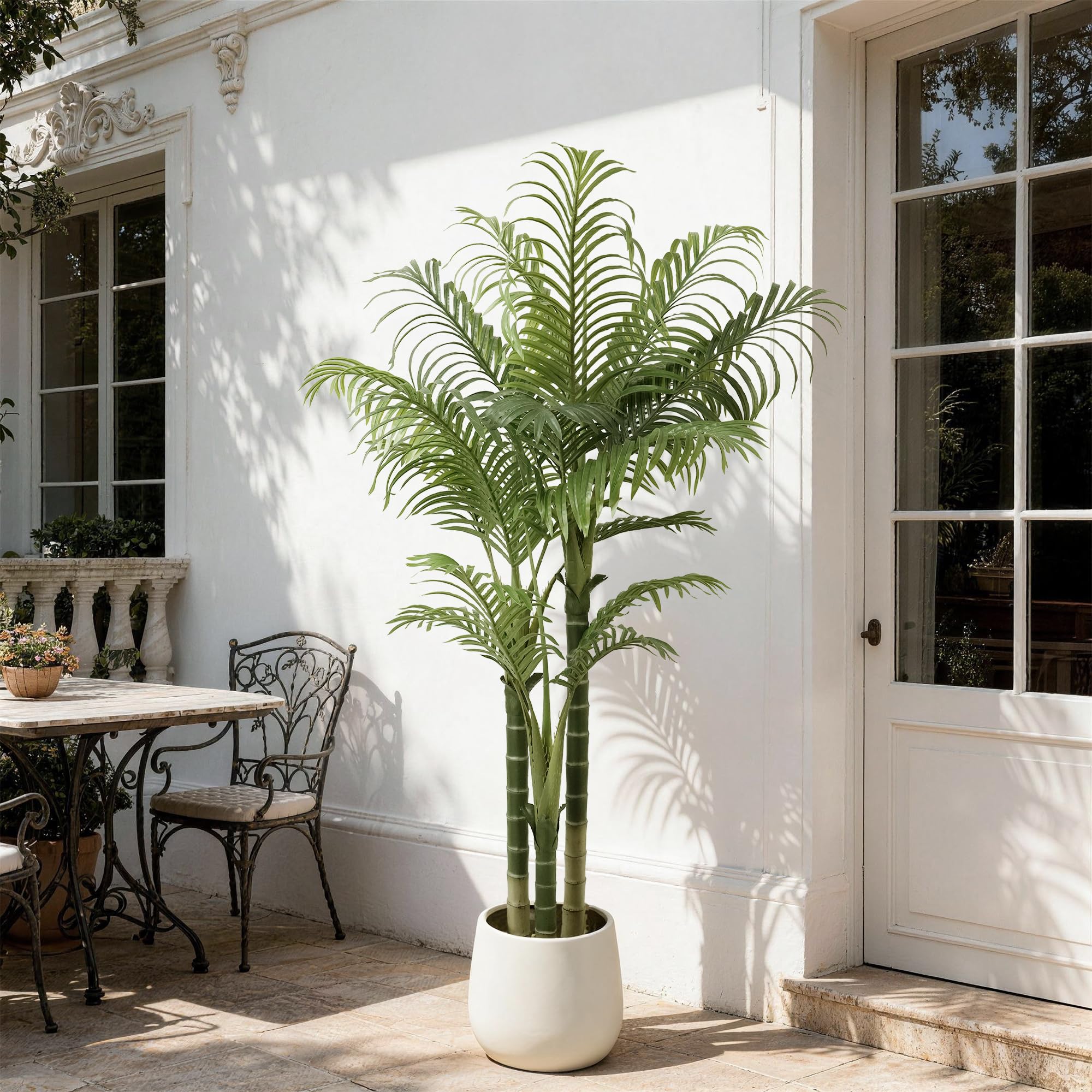 Künstliche Palme, Künstliche Pflanzen groß im Topf Plastik Palme Künstliche Palmen wie echt Fake Plants für Wohnzimmer Balkon Schlafzimmer Büro