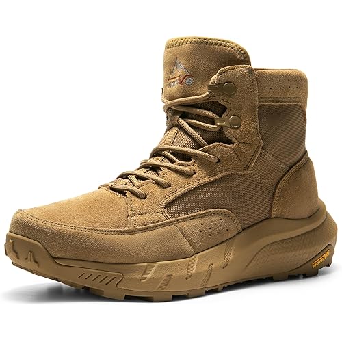 NORTIV 8 Men's Lightweight Casual Work Boots Leather Military Outdoor Hiking Motorcycle Combat Boots Commando