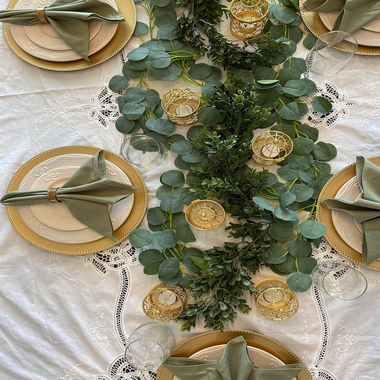 6 Pack Bead Charger Plates, 13 Inch Gold Charger Plates, Plastic Decoration Charger for Dinner Plate, Wedding Catering Event Decoration, Tabletop Decor