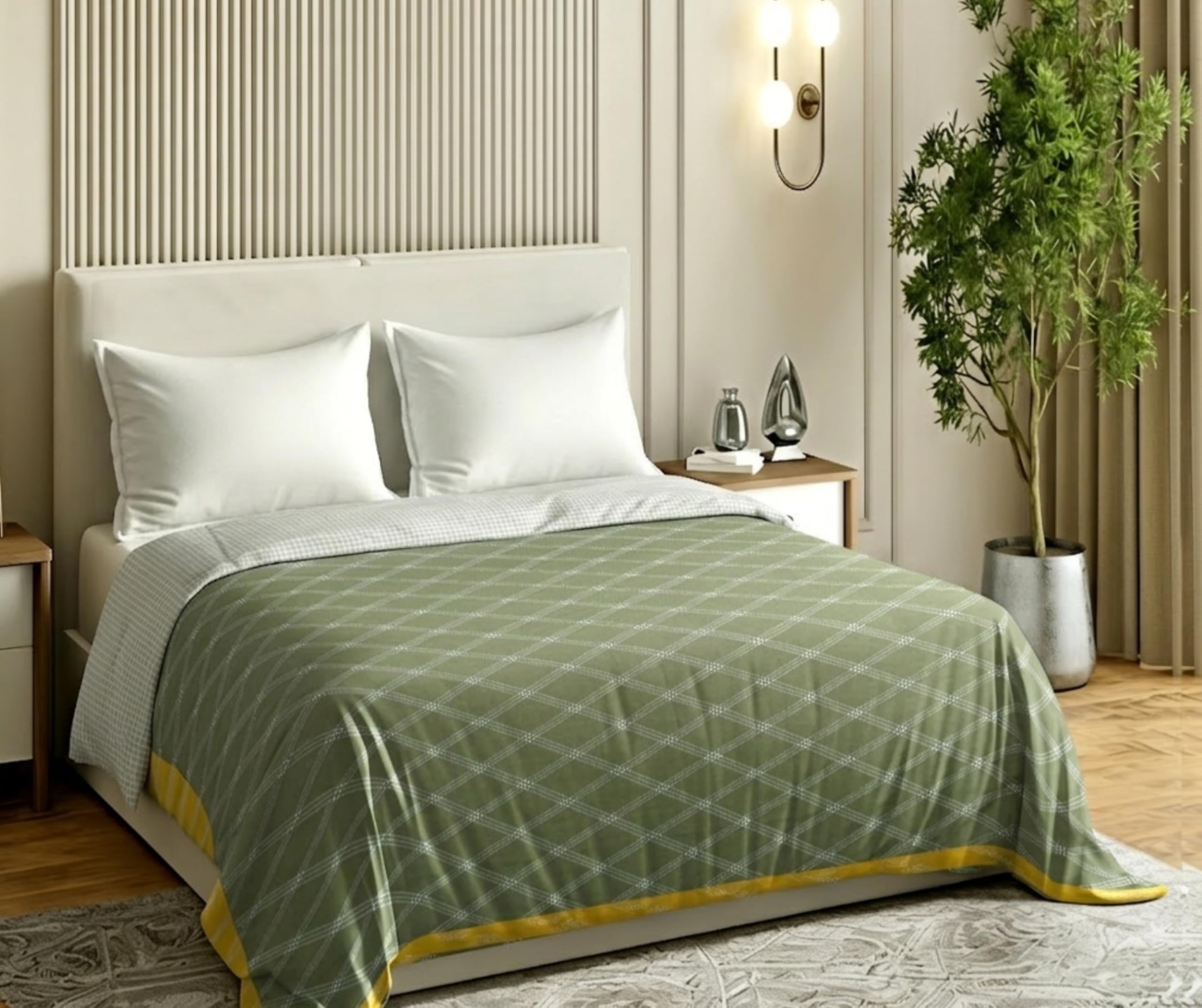 RD TREND® Cloud Cotton AC Summer Chadar for Sleeping | 210 TC Soft Lightweight Breathable Double Topsheet/Odhne Wali Chadar | Double Bed Bedsheet 90×100 Inch Green-image-49