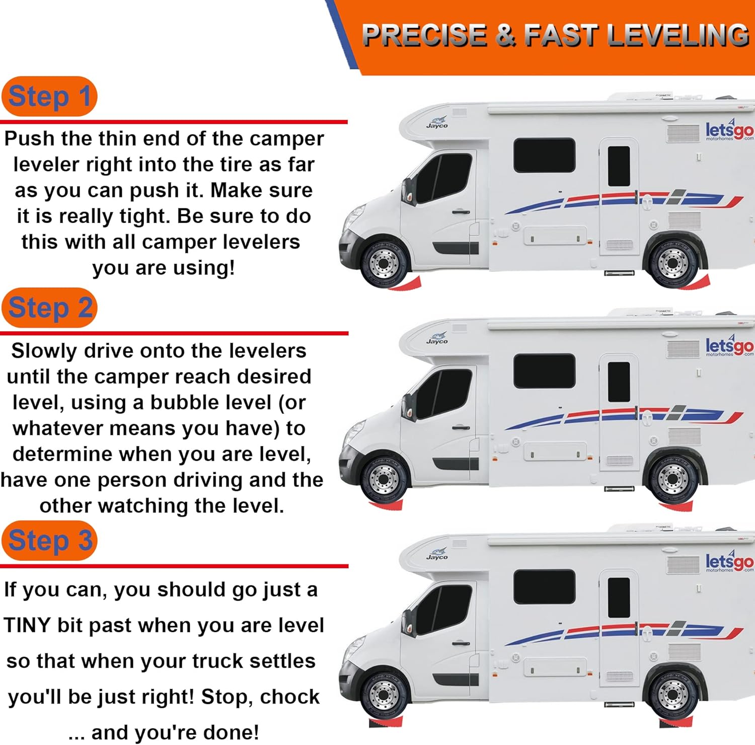 Thanaddo Camper Leveler RV Leveling Blocks Ramp Kit with 2 Levelers, 2 Chocks, 2 Anti-Slip Mats and Carrying Bag, Travel Trailer Leveling System Easier & Faster to Level Your Camper, Up to 35000 LBS : Automotive