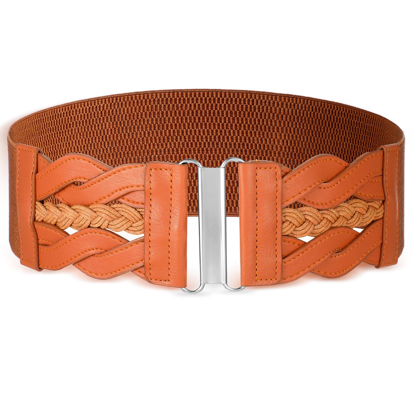 Stretchy Belt for Women Elastic Wide Belts Vintage Thick Belts Retro Fashion Women Stretch Waistband with Buckle for