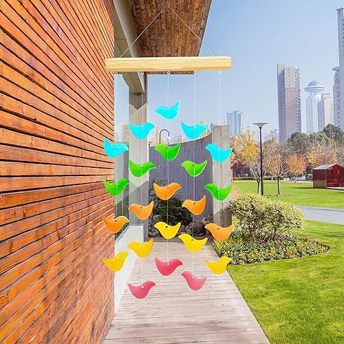 Miniatura 7 de Campanillas de viento para campanillas de viento exteriores, carillón de viento de luz solar única, carillón de viento colgante de vidrio con luz