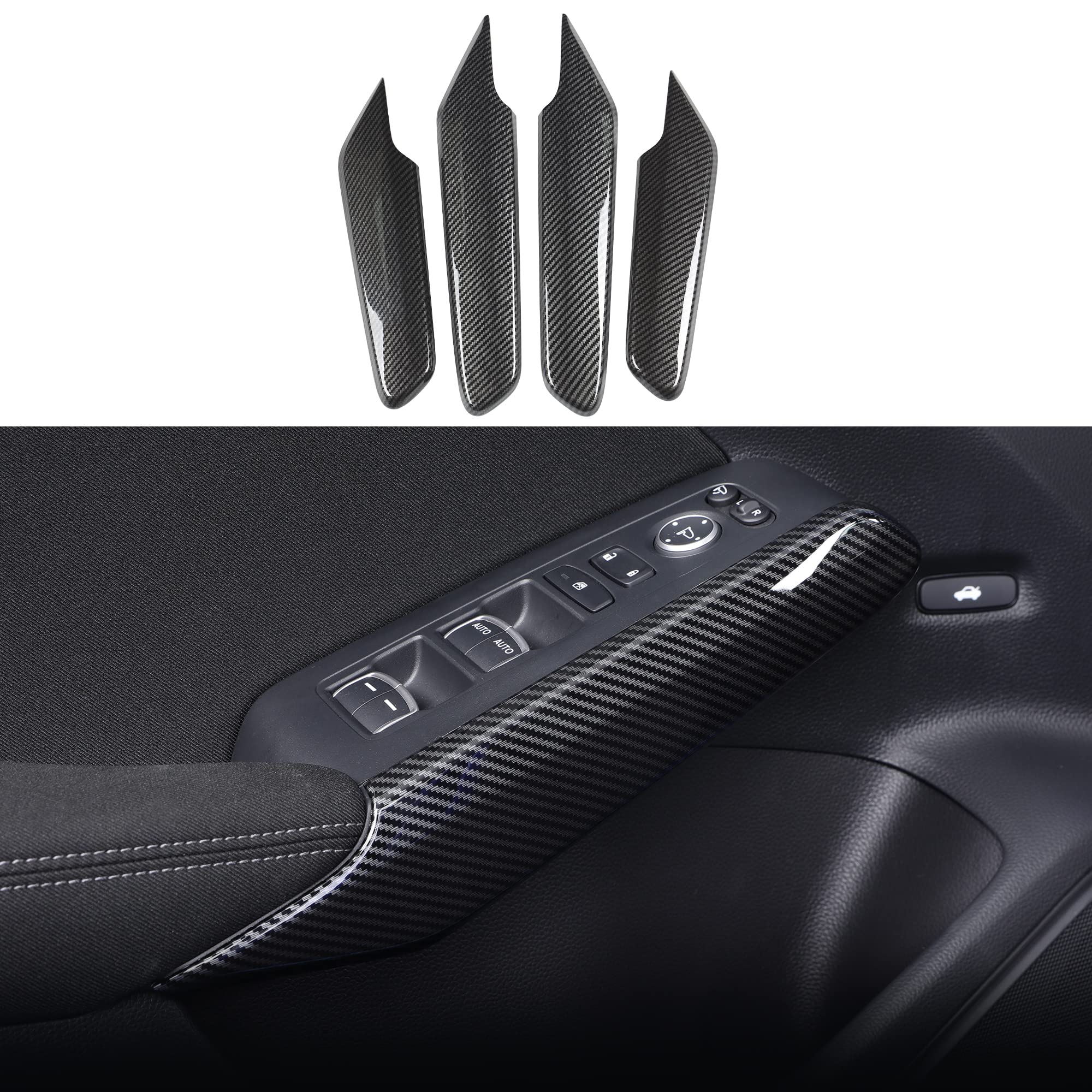 AntBooBoo for Honda Civic 2022 2023 11th Gen Inner Door Handle Trims Protective Cover Interior Decoration for Honda Civic 2022- Carbon Fiber Pattern