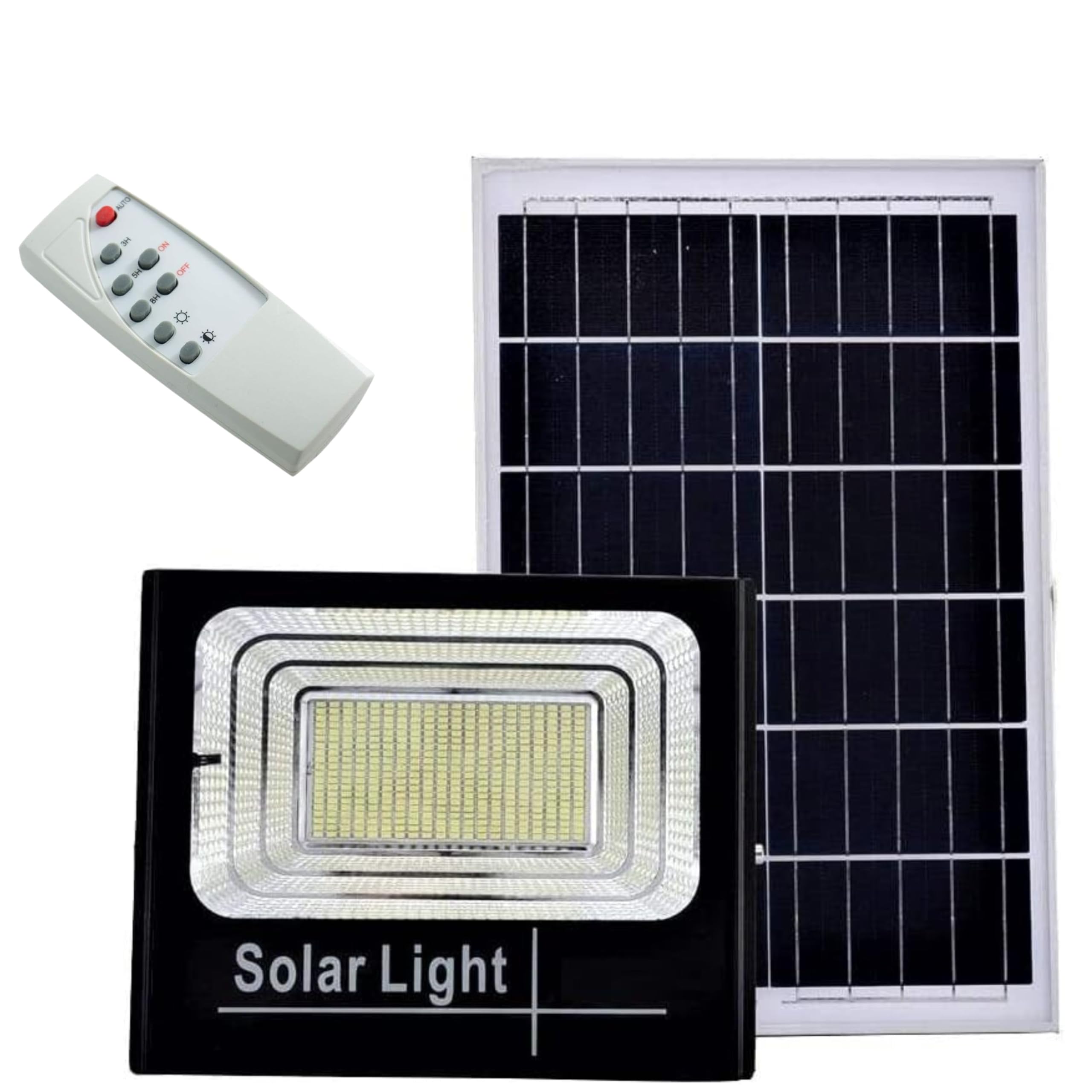 YASTA 3 Pezzi Faro led da esterno con pannello solare 100 W Faretto Led Luce Fredda Faro Crepuscolare Da Giardino Proiettore Con Telecomando 6000K IP66