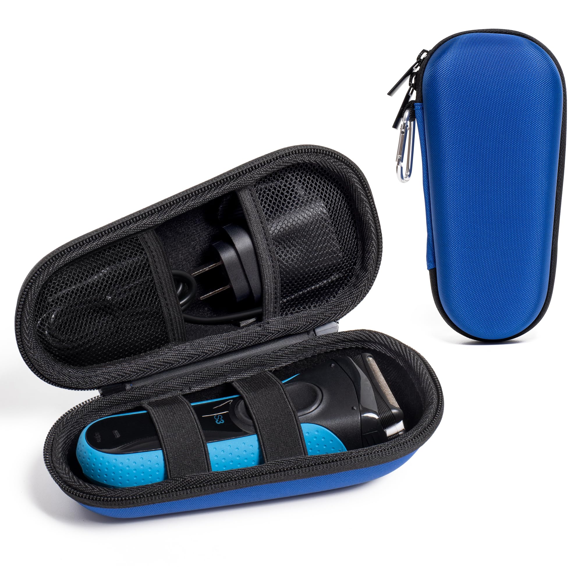 Estuche de Viaje para Afeitadora Eléctrica de Hombre Compatible con Braun Series 3/5/6/7/8/9, Funda Rígida EVA con Doble Correa para Cargador y Accesorios, Azul