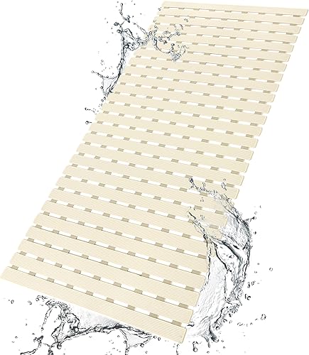 Tapete de ducha antideslizante con ventosas y agujeros de drenaje de 39.4 x 15.7 pulgadas, tapete de baño para bañera y ducha. Fácil de secar, fácil disponible en Yaxa El Salvador
