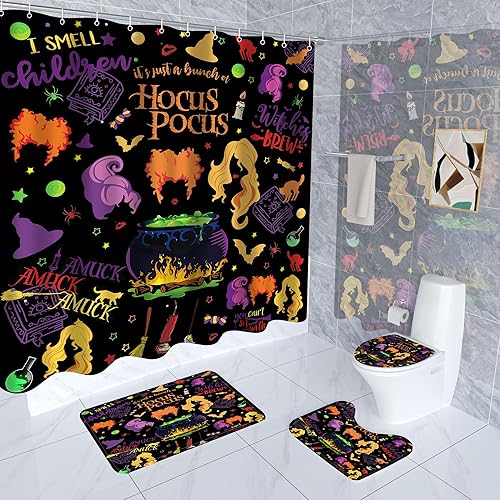 12 ganchos decorativos de Halloween para cortina de ducha, anillos, accesorios de decoración de baño, metal inoxidable y resina pintada a mano,