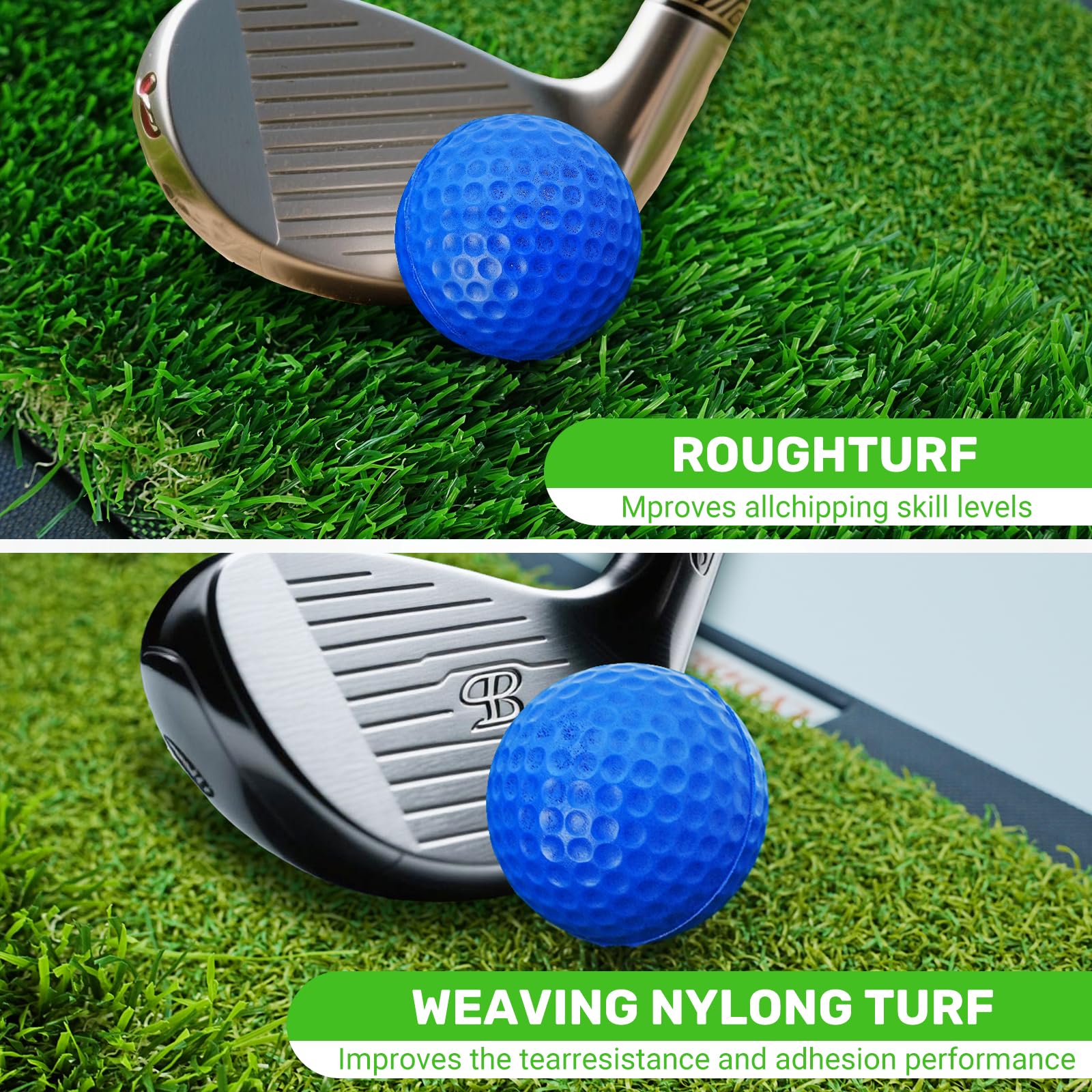 Dual-Turf Portable Golf Training Equipment - Fairway & Rough Turf Golf Mat, Golf Hitting Mat, Golf Practice Mats with Turf for Chipping & Swing Practice - Ideal Golf Practice Mat for Home and Backyard