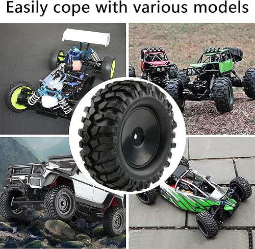 Miniatura 6 de 4 piezas 110 ruedas y neumáticos con tuercas de bloqueo, llave de arandelas, rueda hexagonal de 0.472 in para carreras todoterreno Buggy Truck Rock