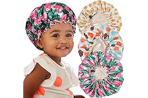 3 Pieces Kids Satin Cap, Adjustable Shower Caps