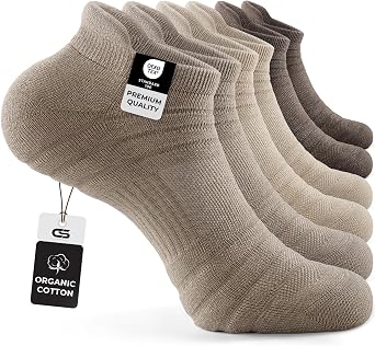 CS CELERSPORT 6 Pack Athletic Running Ankle Socks, Cotton Low Cut Cushioned Anti-Blister Tab Sports Socks Men Women