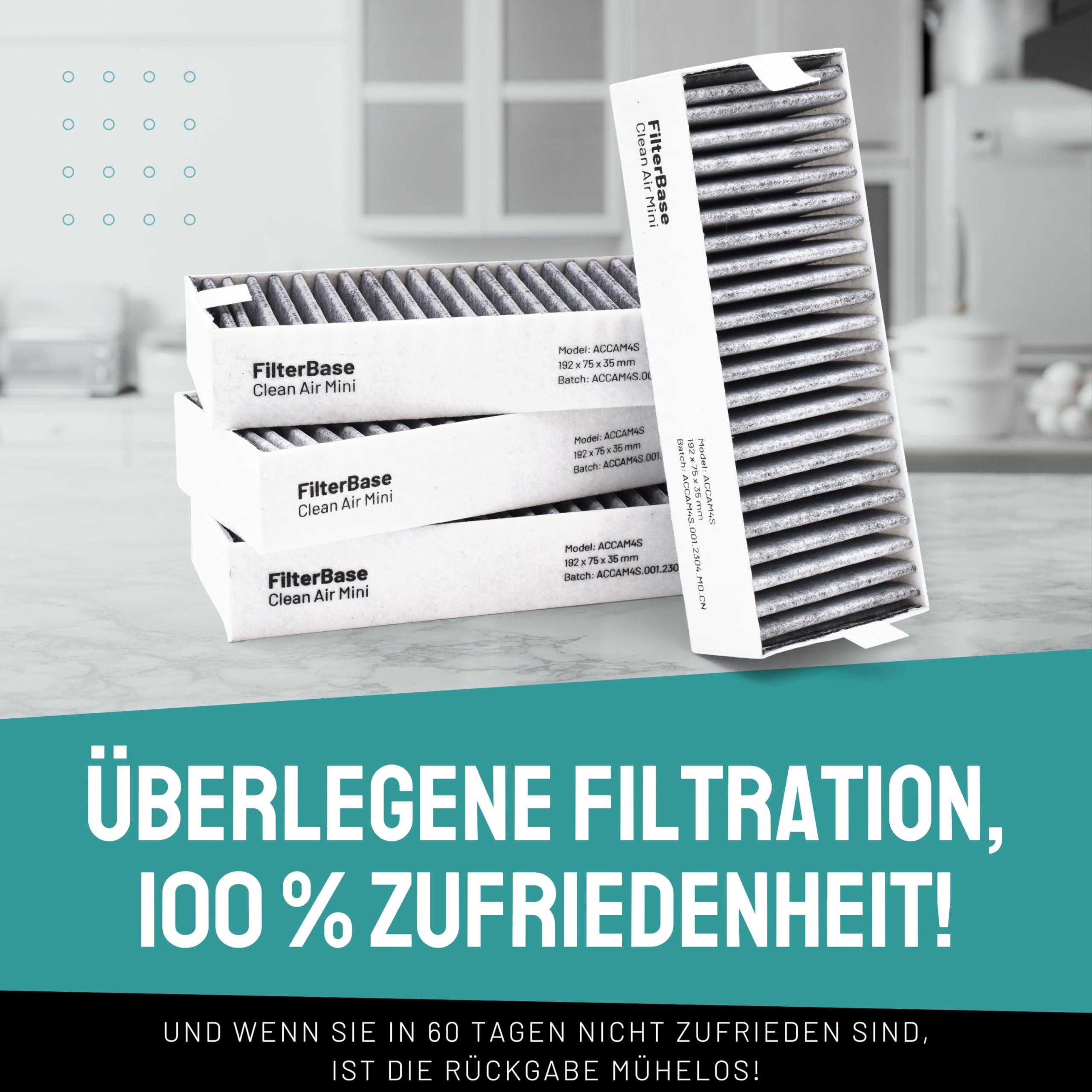 Aktivkohlefilter 4er Set 195x75x35 mm für Siemens Studioline HZ9VRCR0 Bosch HEZ9VRCR0 Neff Z821VR0 Gaggenau CA282111 Constructa CZ9VRCR0