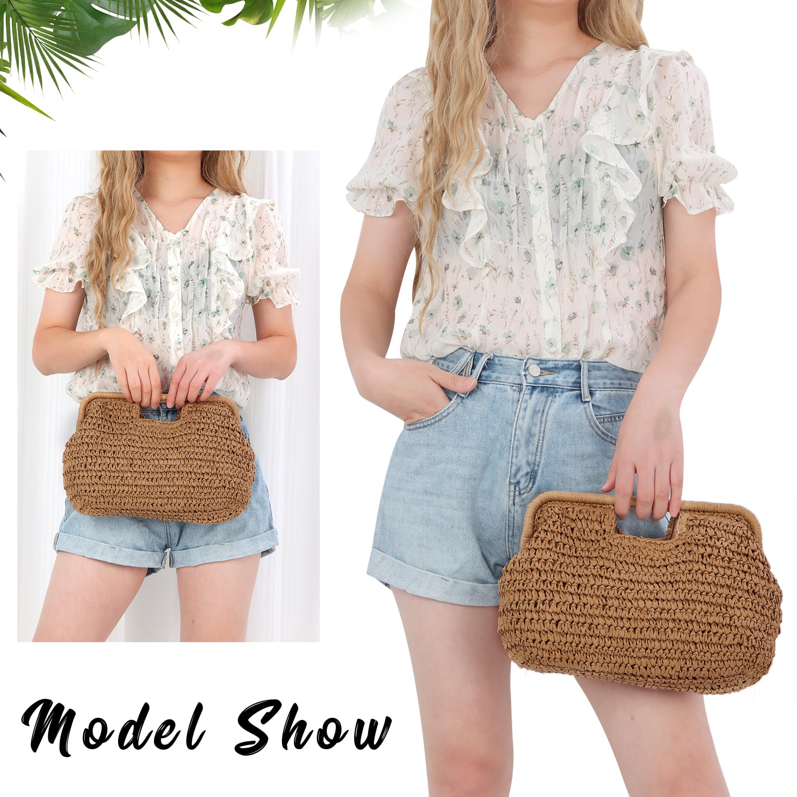 Jywmsc Stro Clutch Portemonnees voor Vrouwen Zomer Strand Tas