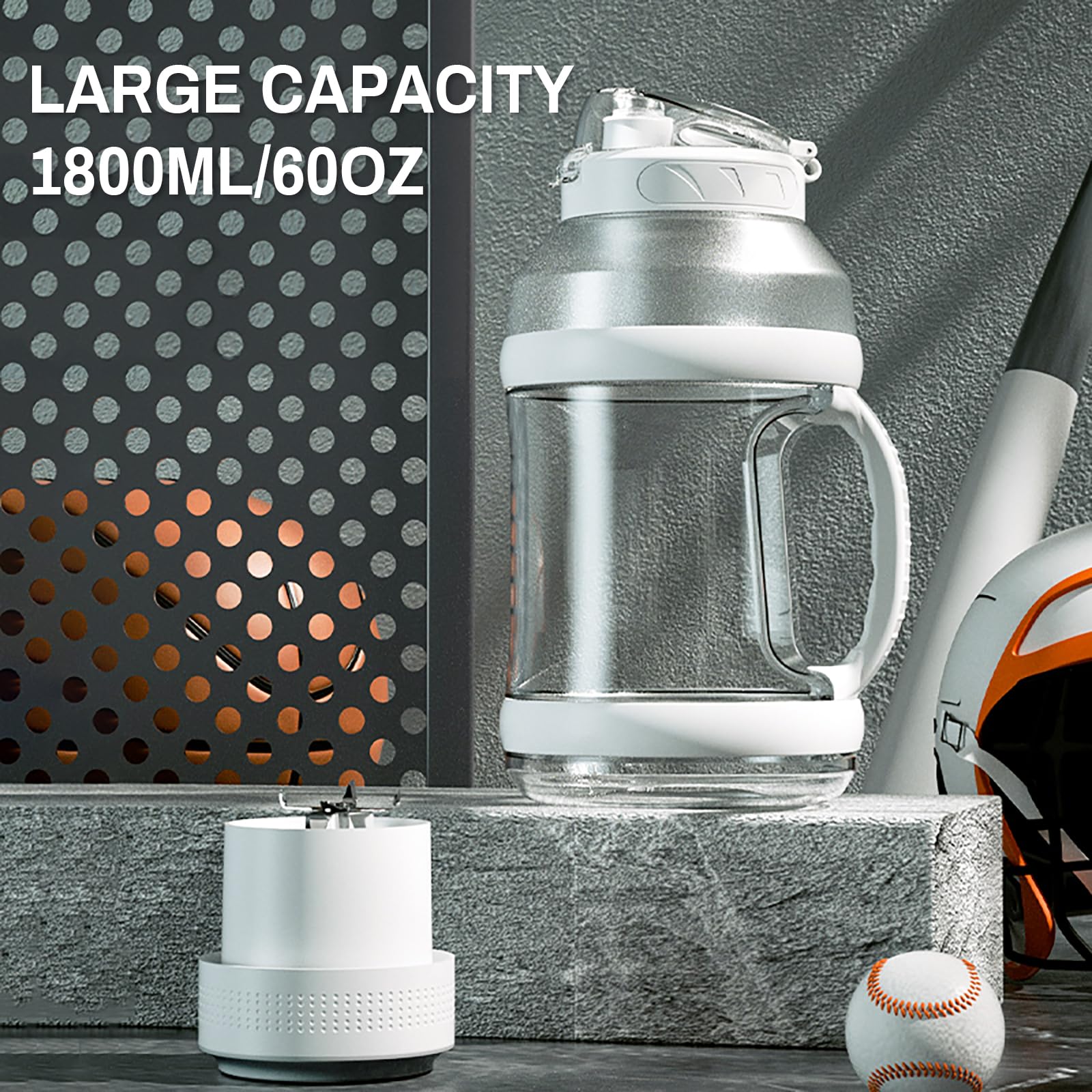 Batidora portátil para batidos y batidos de 1800 ml, licuadora personal recargable con tapa de viaje para cocina, 4000 mAh, taza de licuadora impermeable con seis cuchillas para