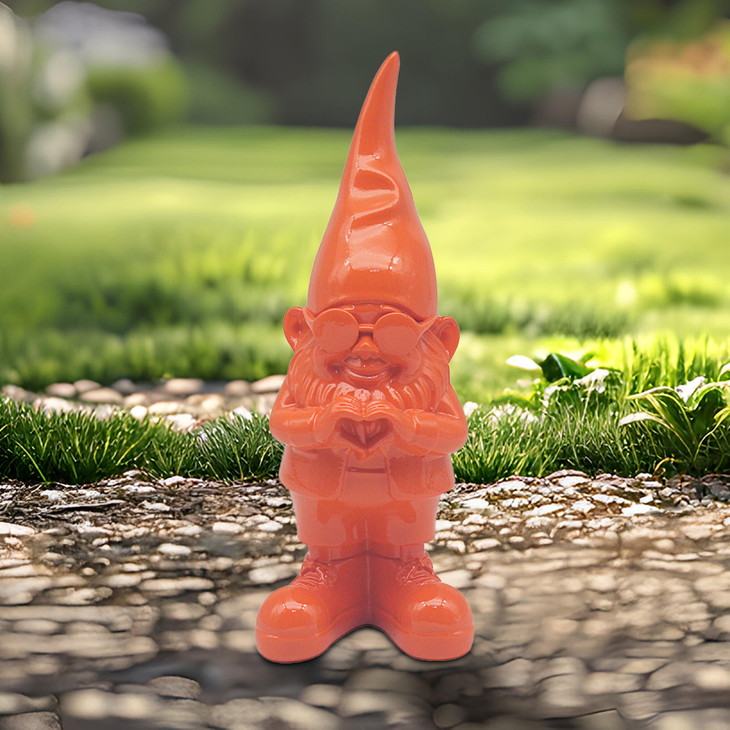 Lesser & Pavey Gnomes Home Decor Figurines & Ornaments For Home & Office | Decorative Home Accessories Statues For Indoor & Outdoor | Lovely Gifts for Women & Men Love Hand Orange 20 Cm — view 2
