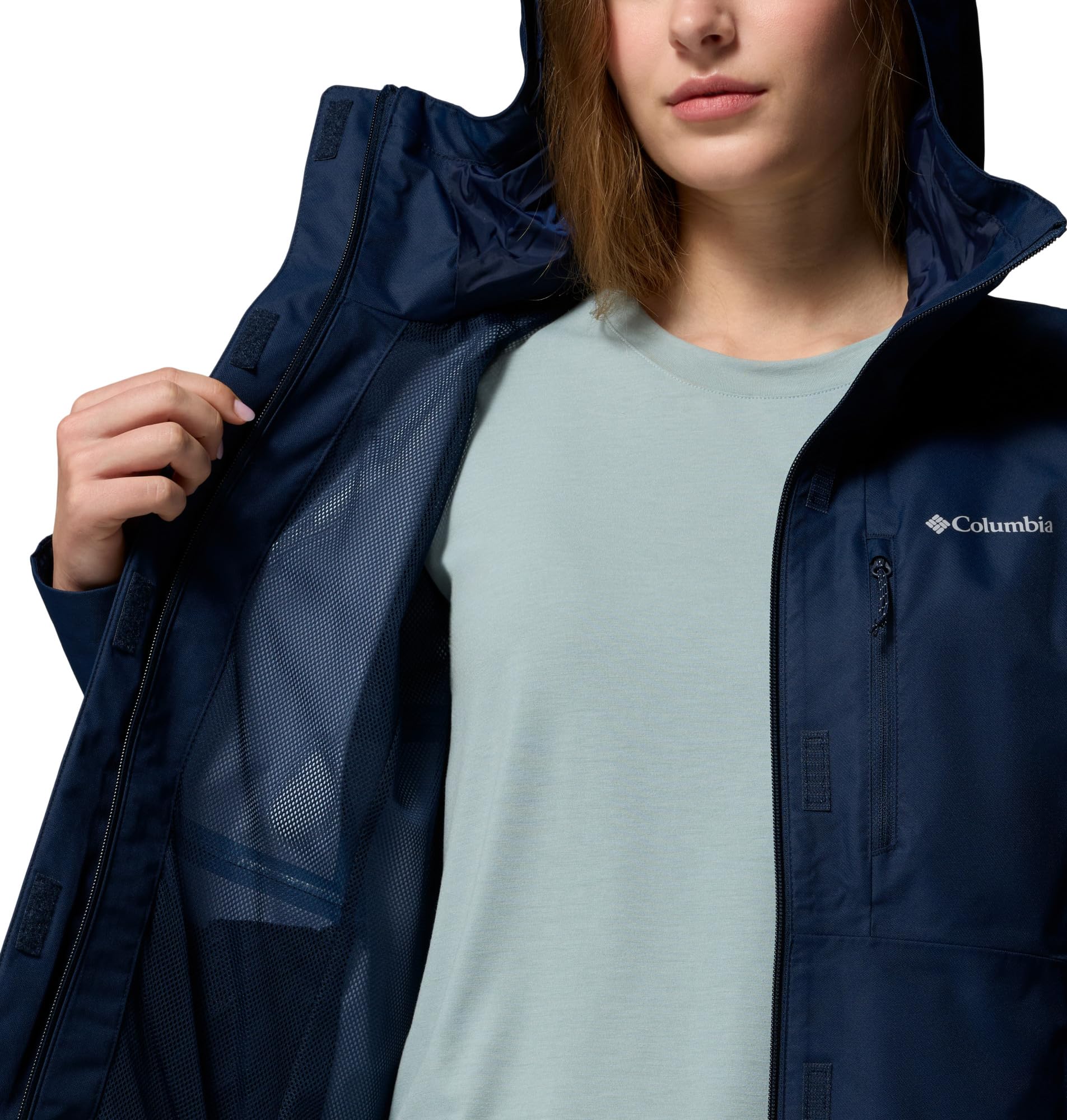 Columbia Damska kurtka Hikebound 2, wodoodporna, kurtka przeciwdeszczowa, Collegiate Navy, M
